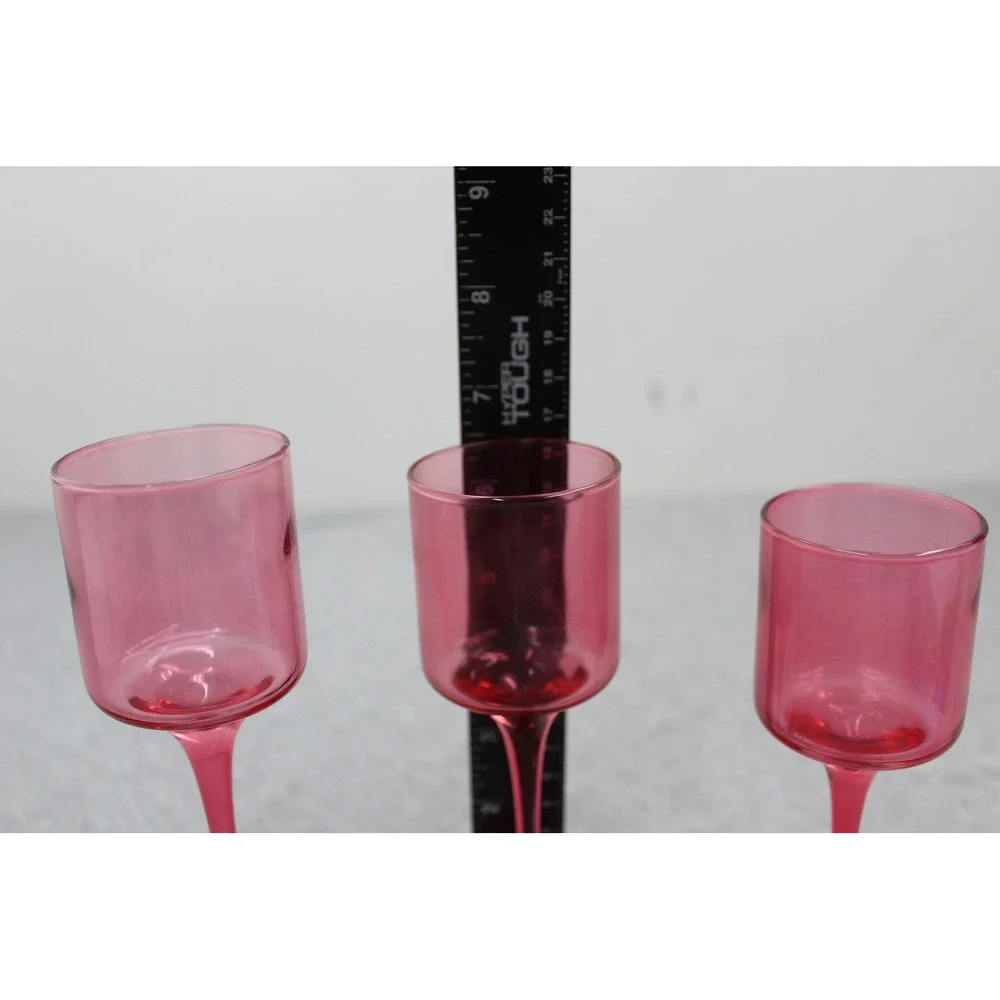 Unbranded Cordial Trio Pink Cranberry Glass Votive Holder Set USA
